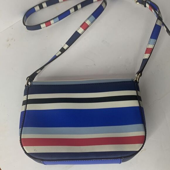 Kate Spade Carsen Laurel Way blue/red striped saffiano leather crossbody bag - Picture 5 of 11